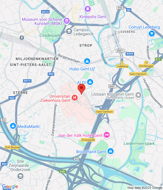 Google maps afbeelding voor UZ Gent