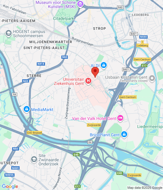 Google maps afbeelding voor UZ Gent