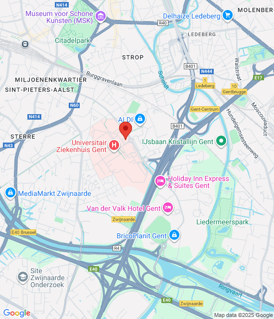 Google maps afbeelding voor UZ Gent