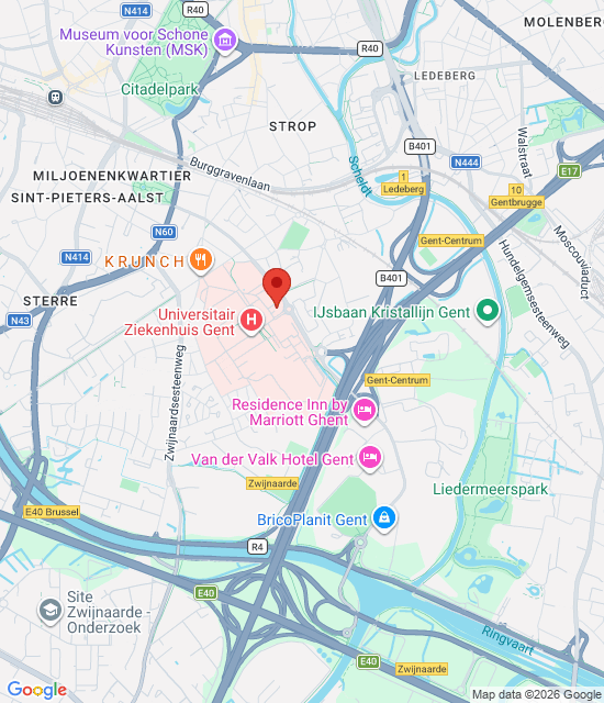 Google maps afbeelding voor UZ Gent