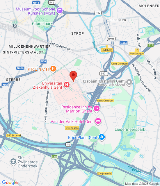 Google maps afbeelding voor UZ Gent