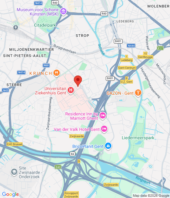 Google maps afbeelding voor UZ Gent